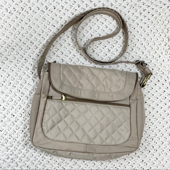 Travelon Handbags - Travelon |Champagne Quilted Foldover Crossbody Bag